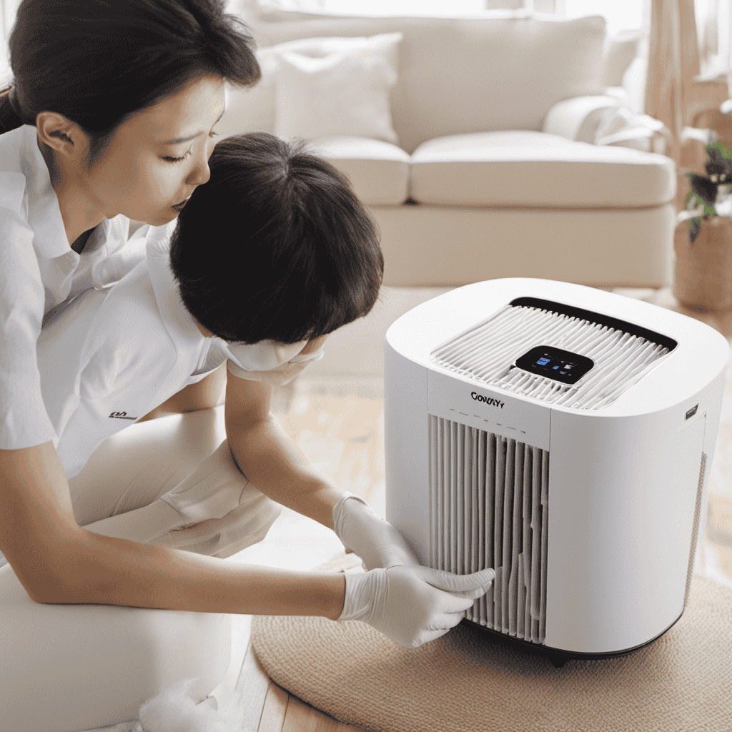 An image depicting a step-by-step guide on cleaning a Coway air purifier