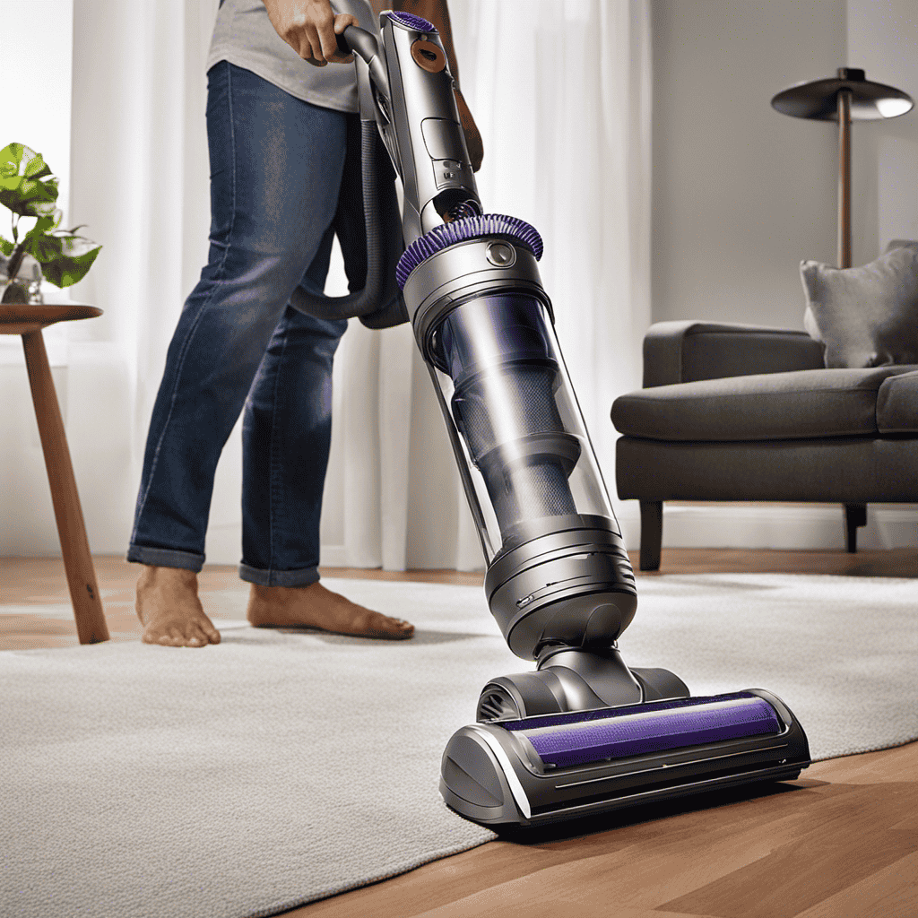 An image showcasing a hand-held vacuum cleaner gently removing the Dyson Pure Cool Air Purifier filter