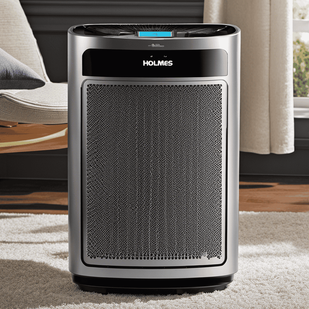 An image showcasing the step-by-step process of cleaning the filter on the Holmes Air Purifier Model Hap-240
