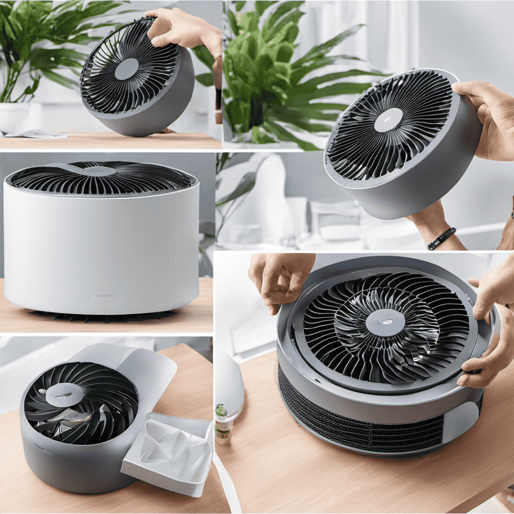 An image showing a step-by-step guide on disassembling the Xiaomi Air Purifier 3H fan