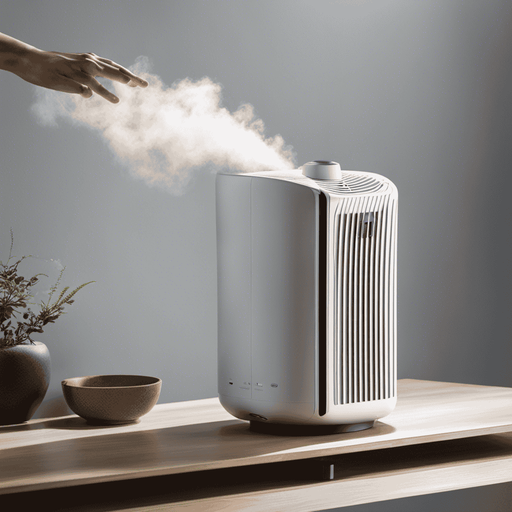 An image showcasing a person using their hand to guide the airflow of an air purifier, demonstrating the precise gestures necessary to direct the wind direction effectively