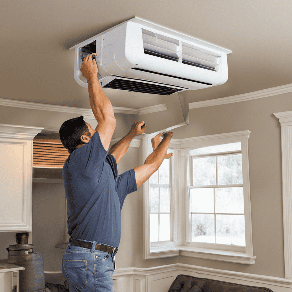 An image showcasing a step-by-step installation guide for a whole-home in-duct air purifier
