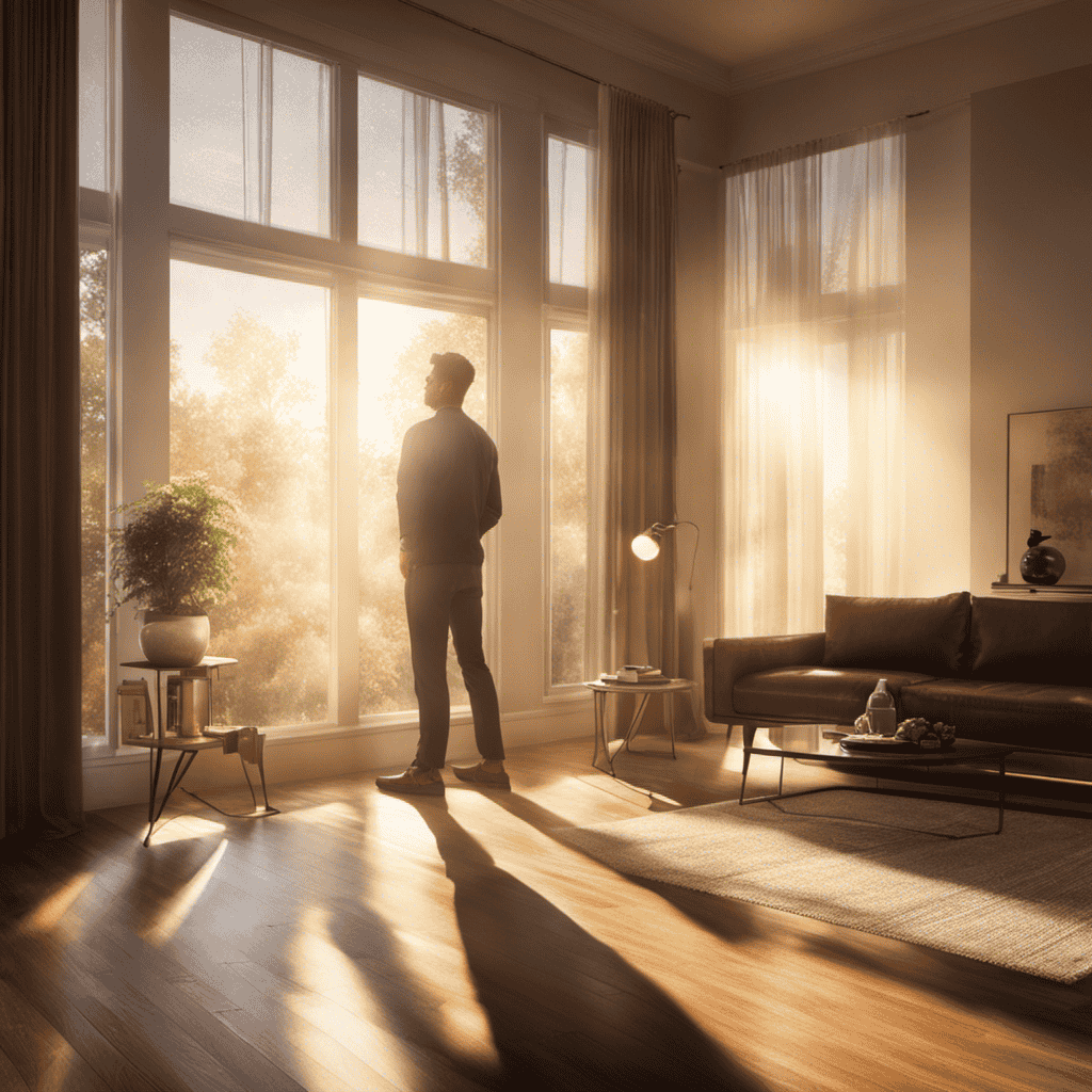 An image showcasing a person standing in a room with fresh, clean air