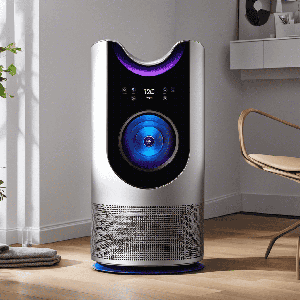 An image showcasing a close-up view of a Dyson air purifier screen, displaying vibrant colors and clear indicators