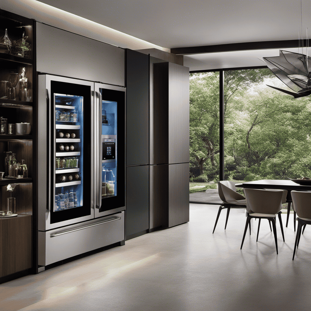An image that showcases a Sub Zero refrigerator with a clear view of the air purifier icon on its display panel
