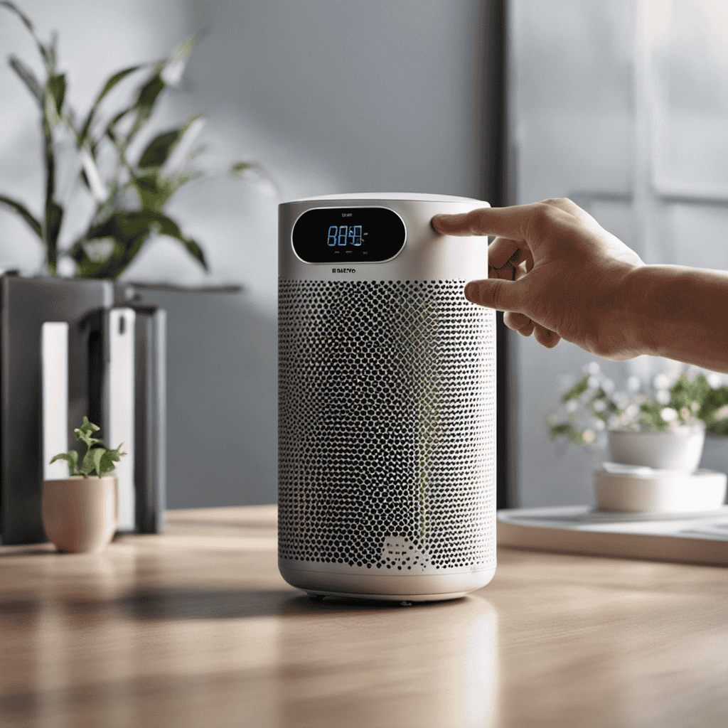 An image featuring a hand holding a Philips Air Purifier