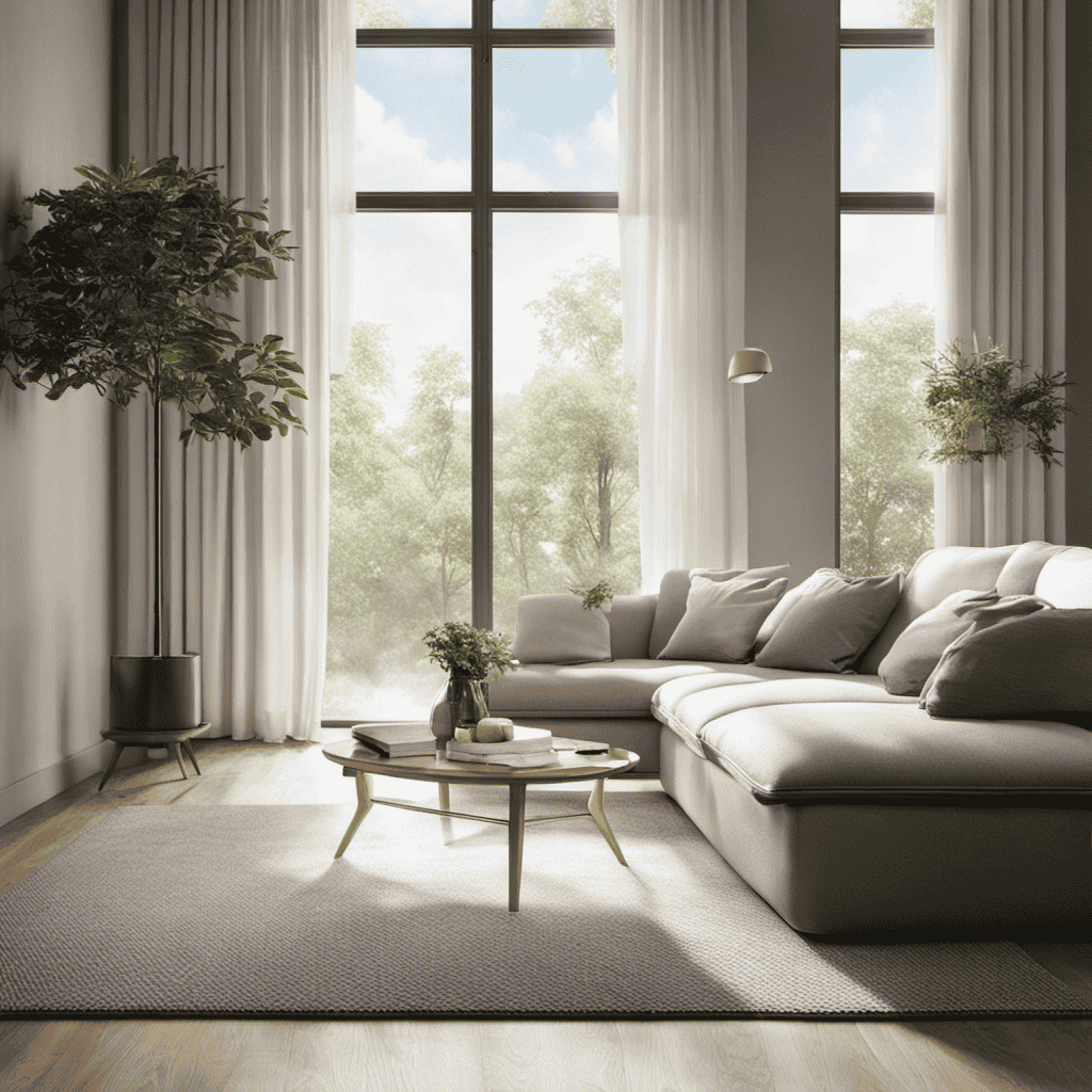An image that showcases a room with an air purifier placed near a window