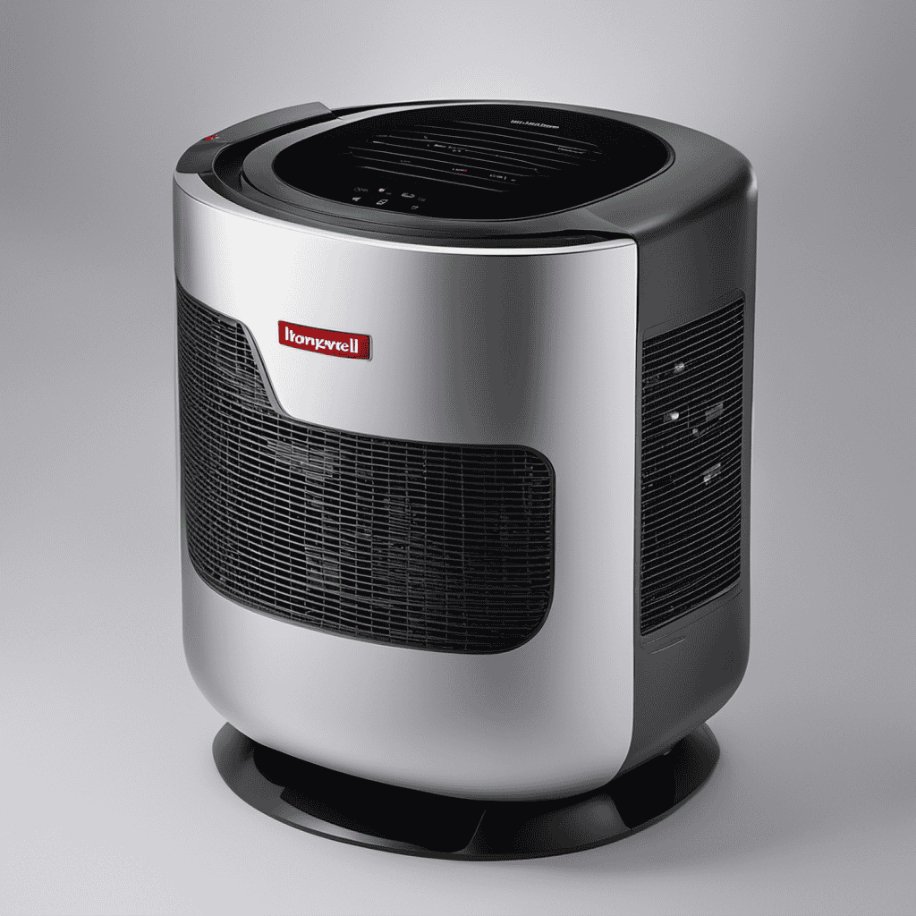 An image showcasing a close-up view of a Honeywell Air Purifier, capturing its distinct features like the control panel, filter indicator, and model number, providing a visual guide on identifying the model