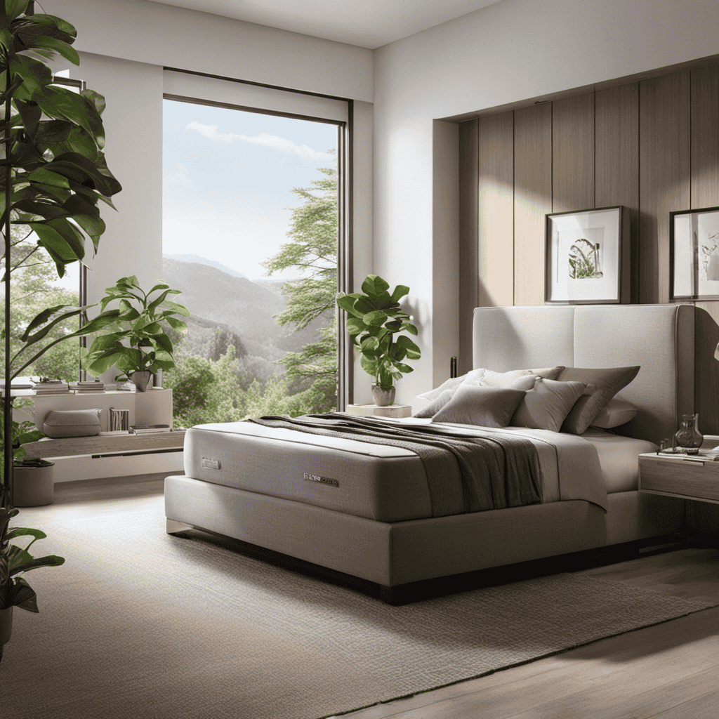 An image showcasing a serene bedroom with an air purifier placed strategically near a window, filtering out pollutants while sunlight streams in, emphasizing the importance of proper placement for optimal air purification