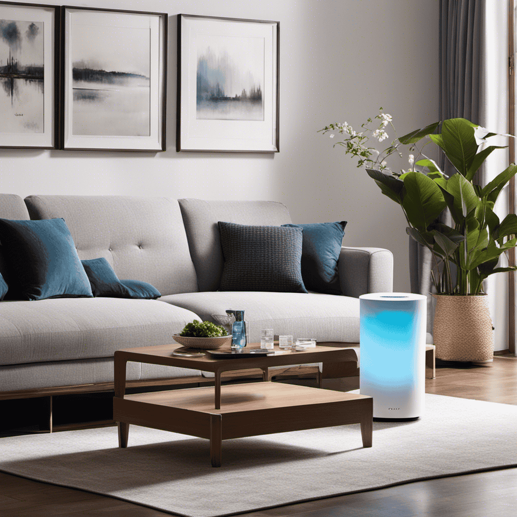 An image showcasing a well-lit living room with the Coway AP-1512HH Mighty Air Purifier seamlessly blending into the decor