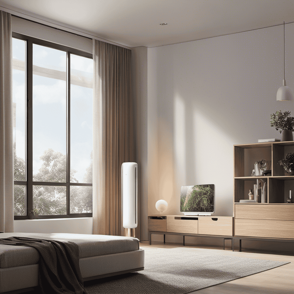 An image showcasing a well-lit room with a Xiaomi Air Purifier placed in a corner