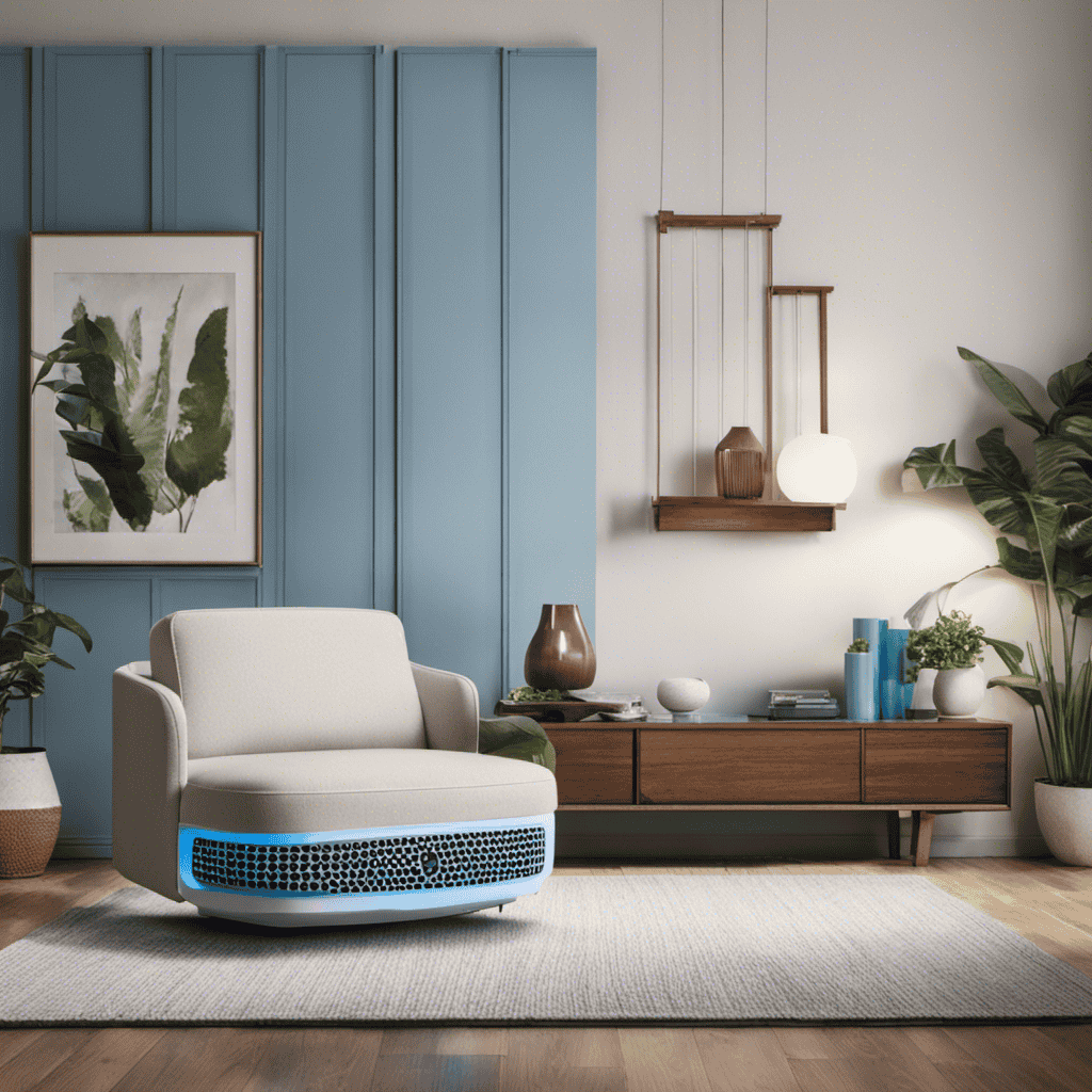 An image showcasing a serene living room with an Edenpure Air Purifier in the corner