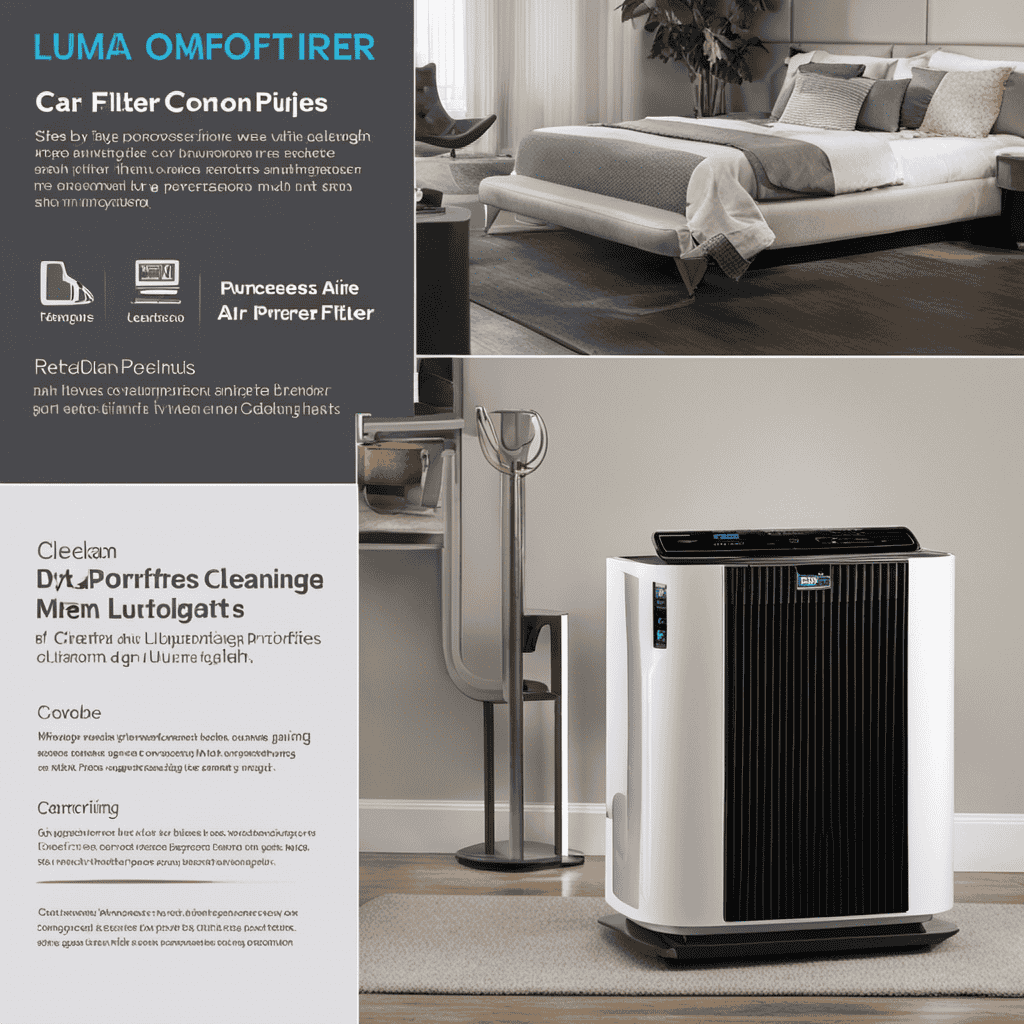 An image showcasing the step-by-step cleaning process of a Luma Comfort Pureclean Air Purifier