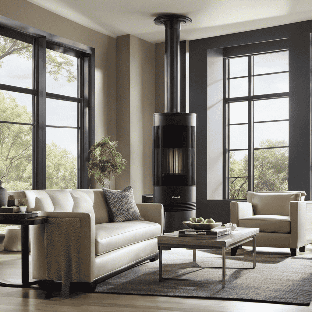 An image featuring a spacious living room, bathed in natural light from large windows
