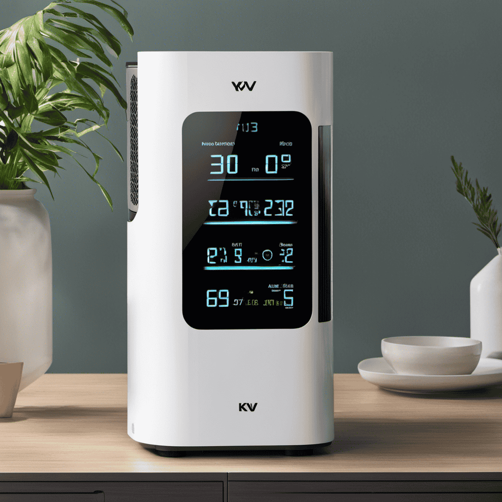 An image showcasing the Kvv Air Purifier's display panel with a clear view of the numbers, such as air quality index, PM2