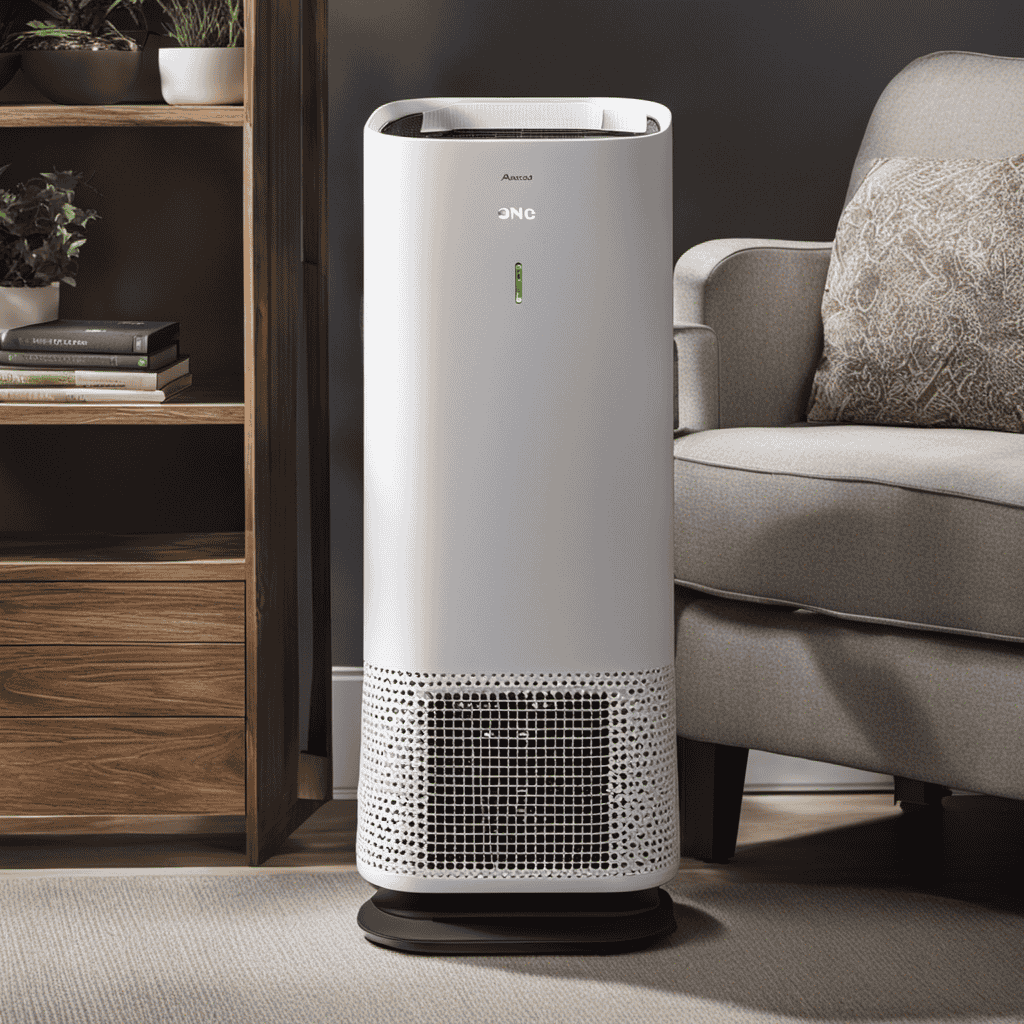 An image showcasing a large air purifier in action