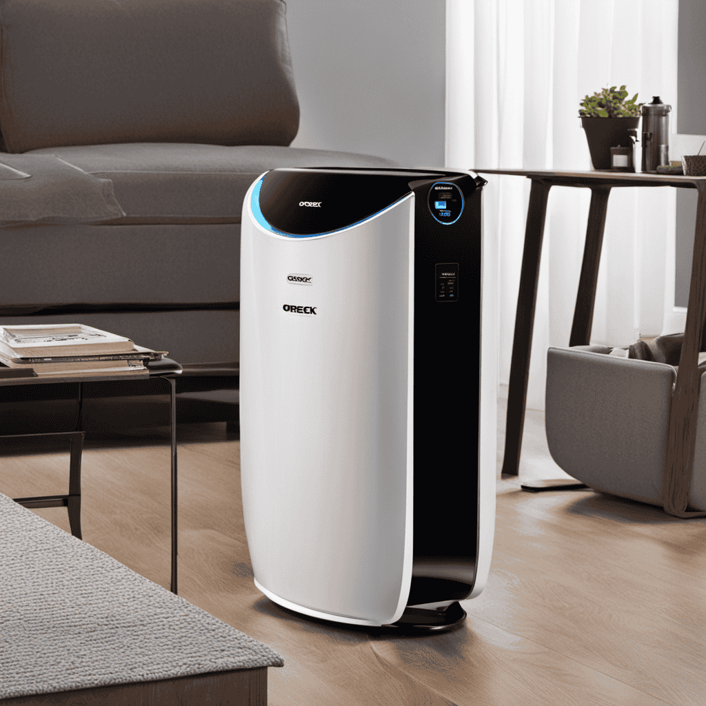 An image showcasing the Oreck XL air purifier, capturing its sleek design and quiet operation