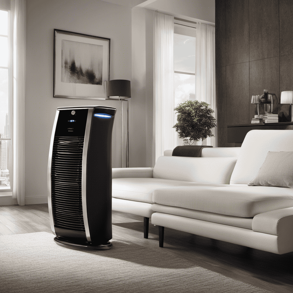 An image capturing the Oreck XL Professional Air Purifier in action, showcasing its advanced filtration system