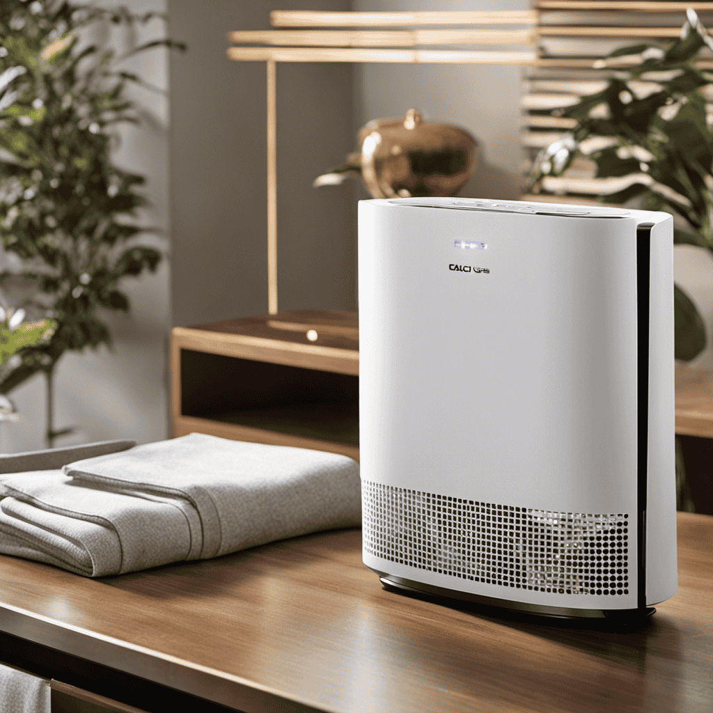 An image showcasing a pair of gloved hands gently wiping the sleek surface of the Sharp KC-860U Plasmacluster Air Purifier