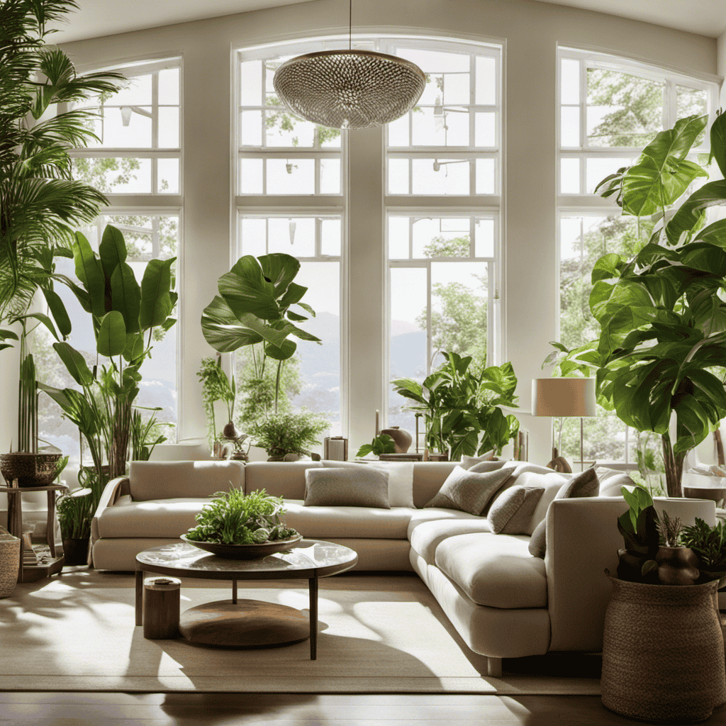 An image showcasing a serene living room, filled with clean and invigorating air