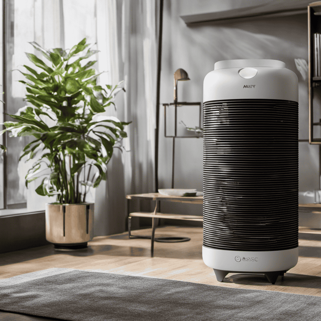 An image showcasing an air purifier surrounded by a diverse range of indoor sources emitting volatile organic compounds (VOCs) such as paint cans, cleaning supplies, and furniture, emphasizing the purifier's ability to eliminate these harmful pollutants