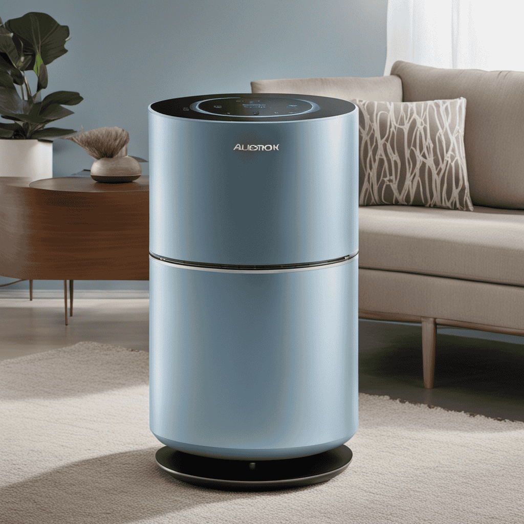 An image showcasing two air purifiers side by side: one with a sleek electronic filter emitting a soft blue glow, and the other with a HEPA filter elegantly capturing microscopic allergens, surrounded by a serene atmosphere