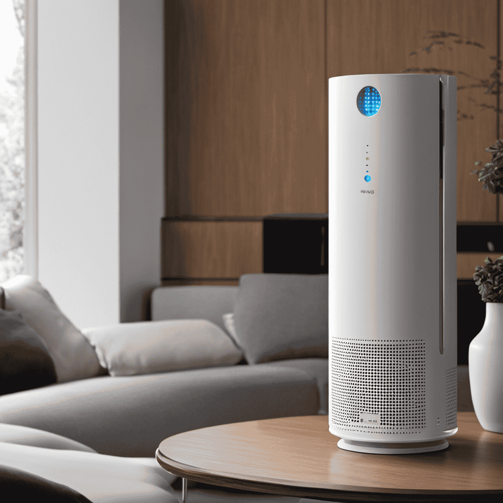 An image showcasing an air purifier eliminating tiny particles measuring 2
