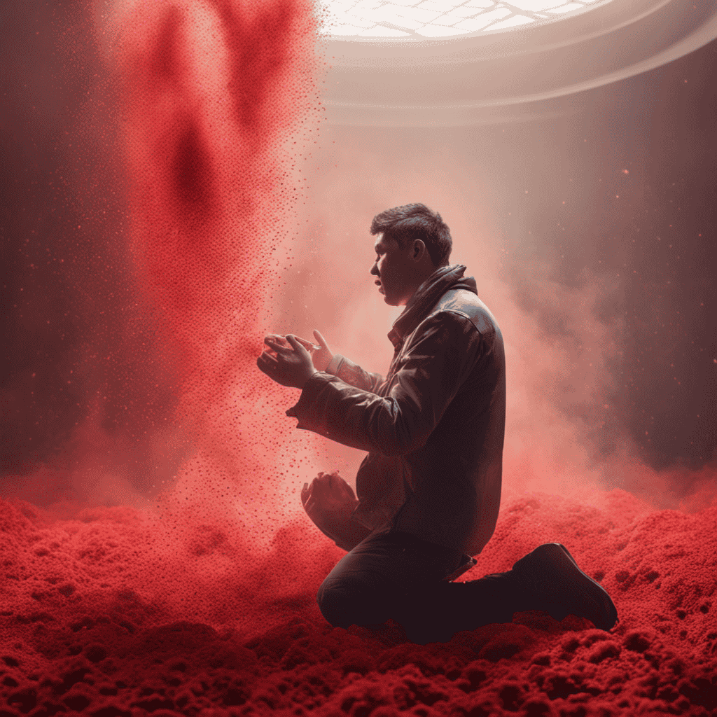An image showing a person surrounded by dust particles, coughing and sneezing, while an air purifier in the background remains ineffective, emitting a red "X" symbolizing the disadvantages of air purifiers