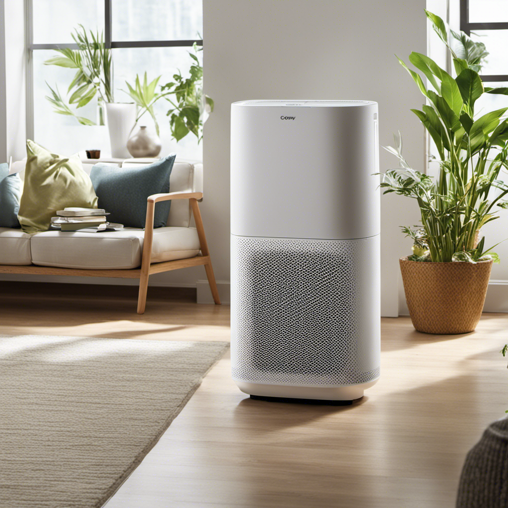 An image showcasing the Coway AP-1512HH Mighty Air Purifier with True HEPA and Eco Mode in action
