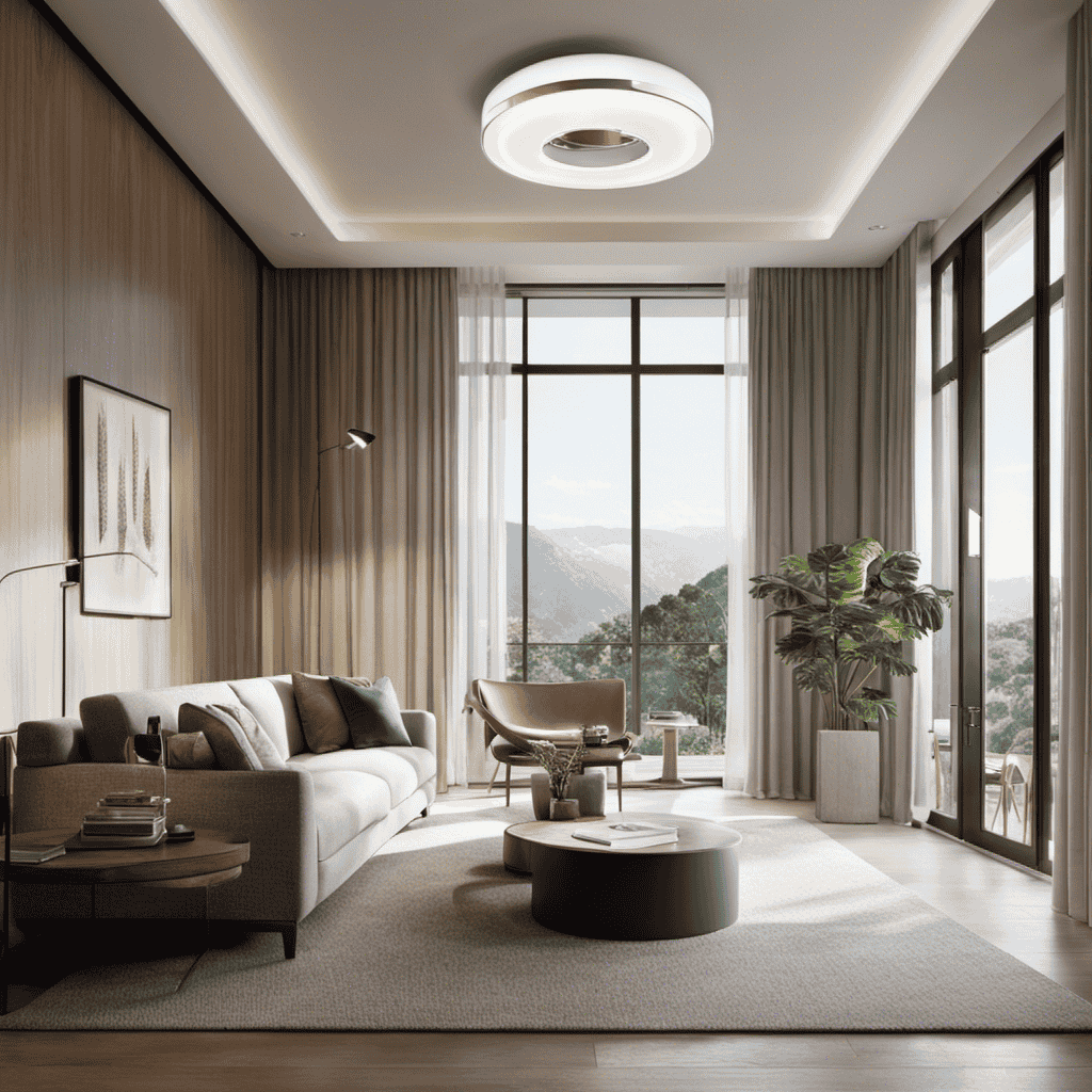 An image showcasing a serene living room, illuminated by soft natural light