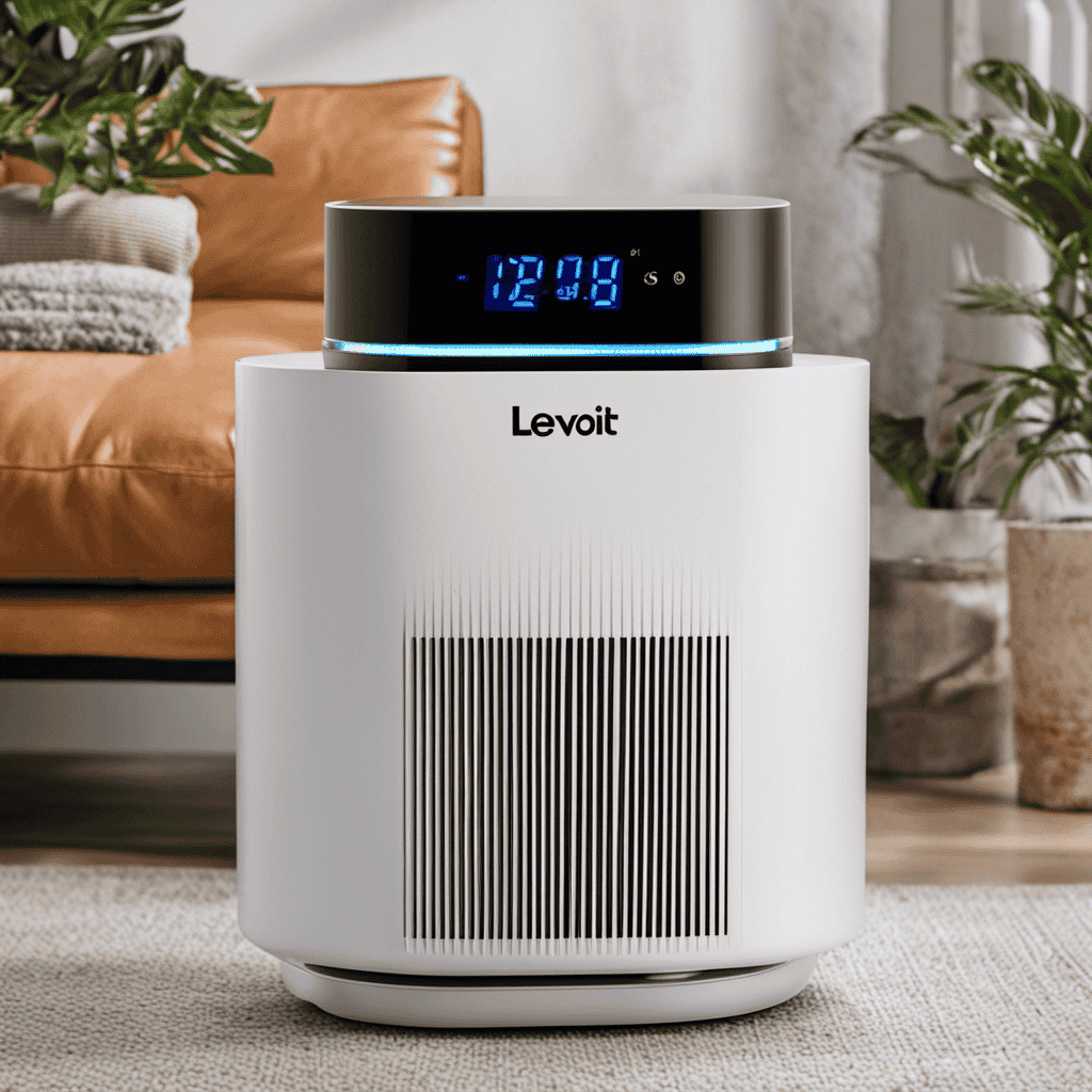 An image showcasing a close-up view of a Levoit air purifier's control panel, with its LED display illuminating the current numerical settings, providing a visual representation of the numbers' significance