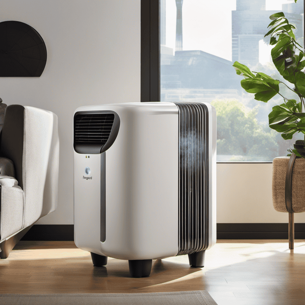 An image that showcases an air purifier silently eliminating microscopic pollutants like dust mites, allergens, and pet dander from the air, leaving it fresh and clean