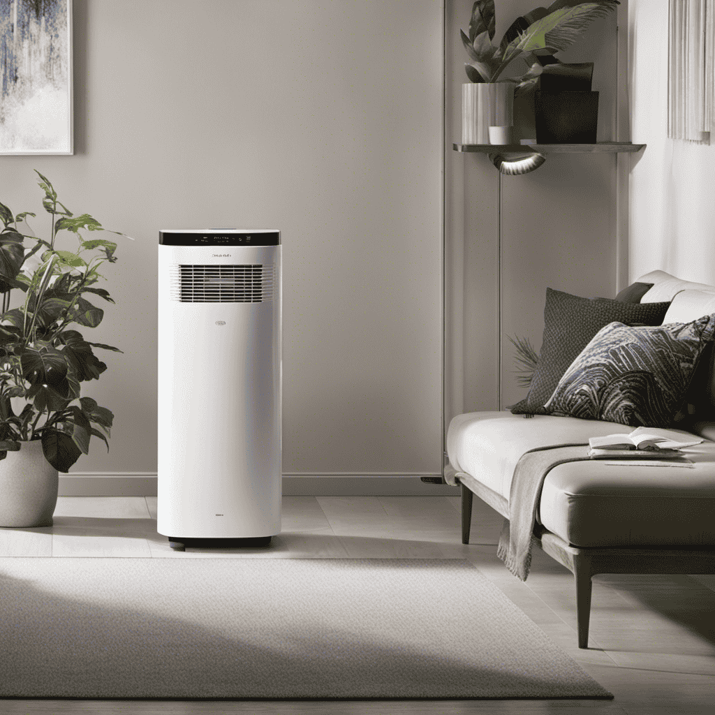 An image that showcases an air purifier in action, capturing microscopic dust particles being drawn into the purifier's filters