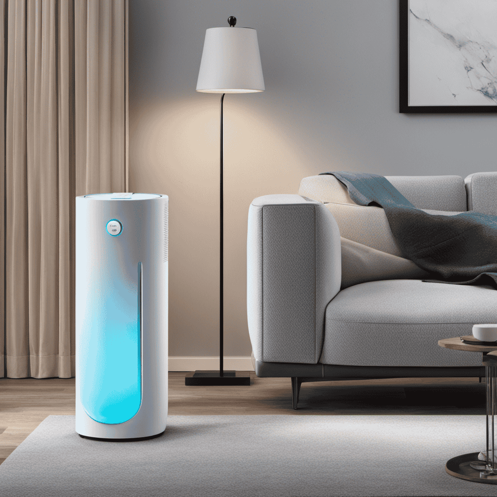 An image showing an air purifier placed in a room, its sleek design blending seamlessly with the décor