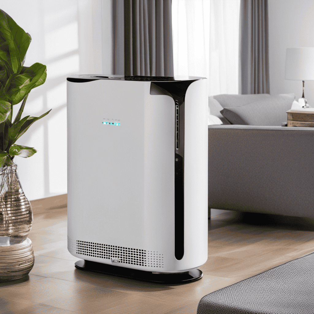 An image showcasing an air purifier with an ionizer in action