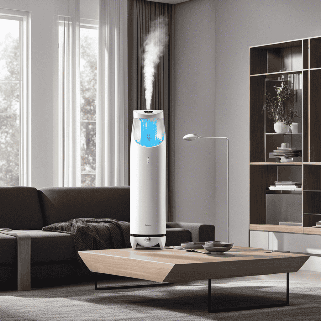 An image showcasing an air purifier with an ionizer in action