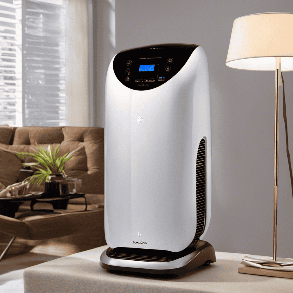 An image showcasing an air purifier emitting streams of charged ions, attracting and neutralizing harmful pollutants