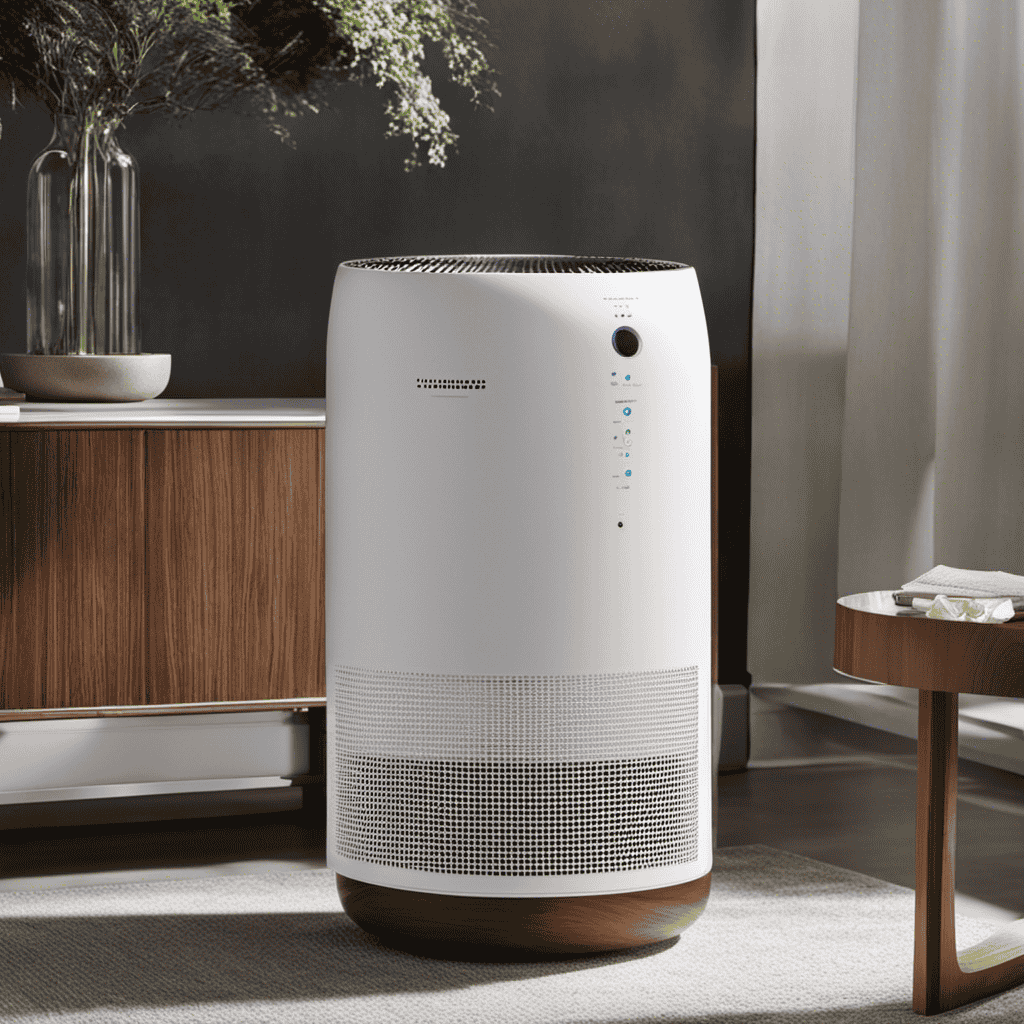 An image that showcases the intricate internal mechanism of an air purifier, with focus on the HEPA filter