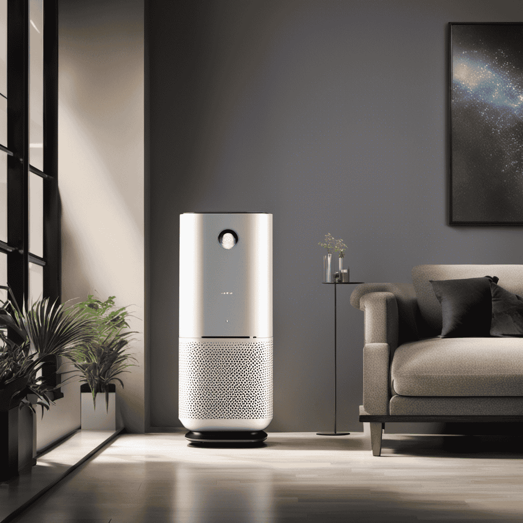 An image depicting an air purifier with a numerical display showing "PM 2