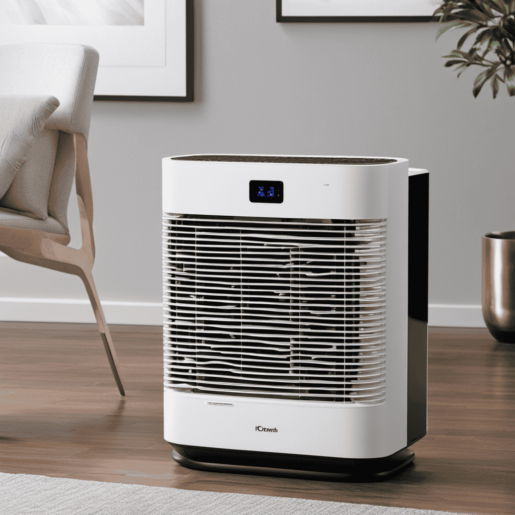An image showcasing an air purifier with a prominent ionizer feature