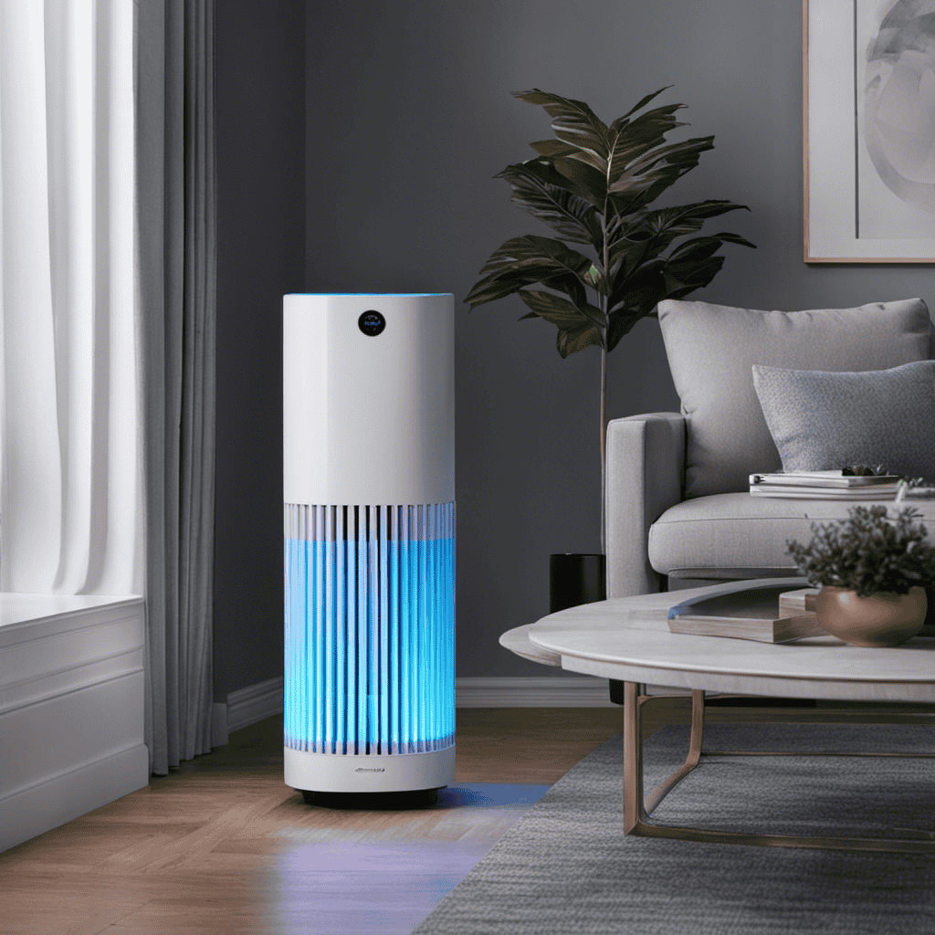 An image that showcases an air purifier with a built-in UV light feature