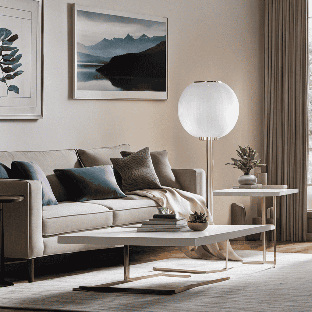 An image that showcases a modern living room, illuminated by soft natural light