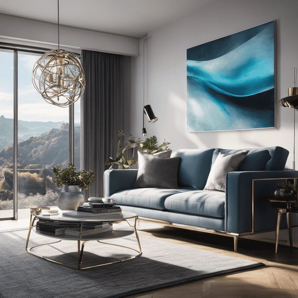 An image showcasing a sleek, modern living room