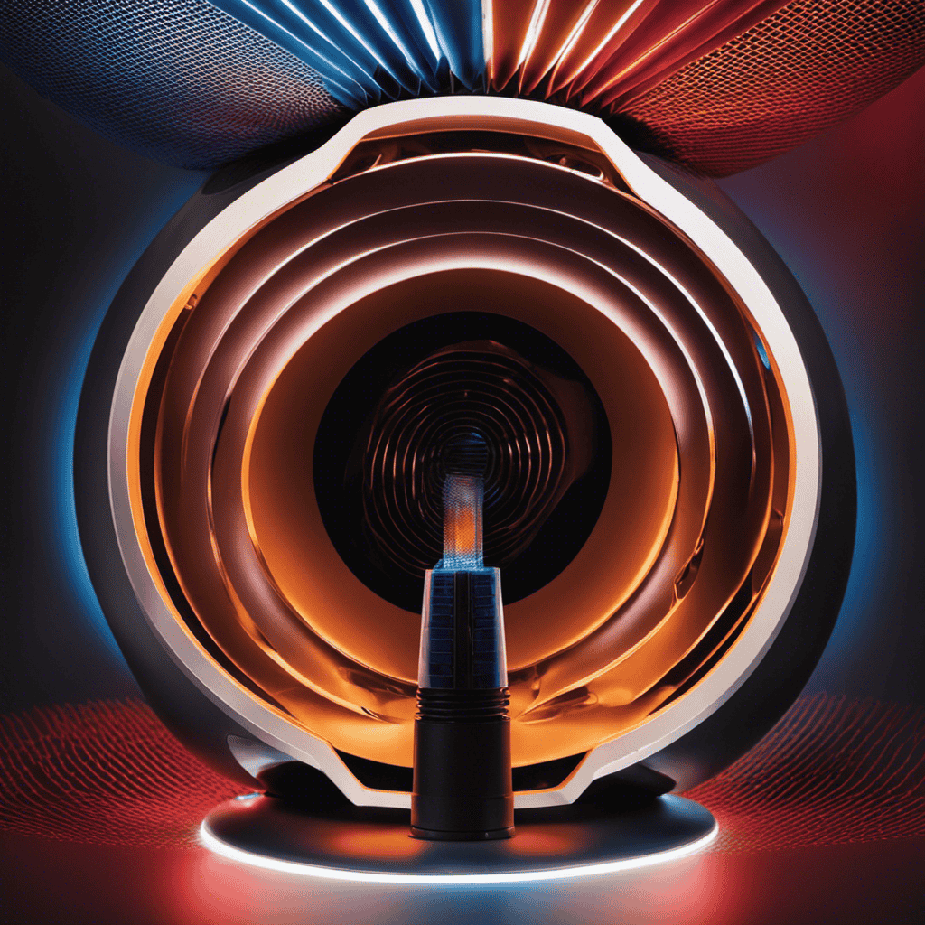 An image depicting a cross-section of an air purifier, showcasing the prefilter in vibrant colors