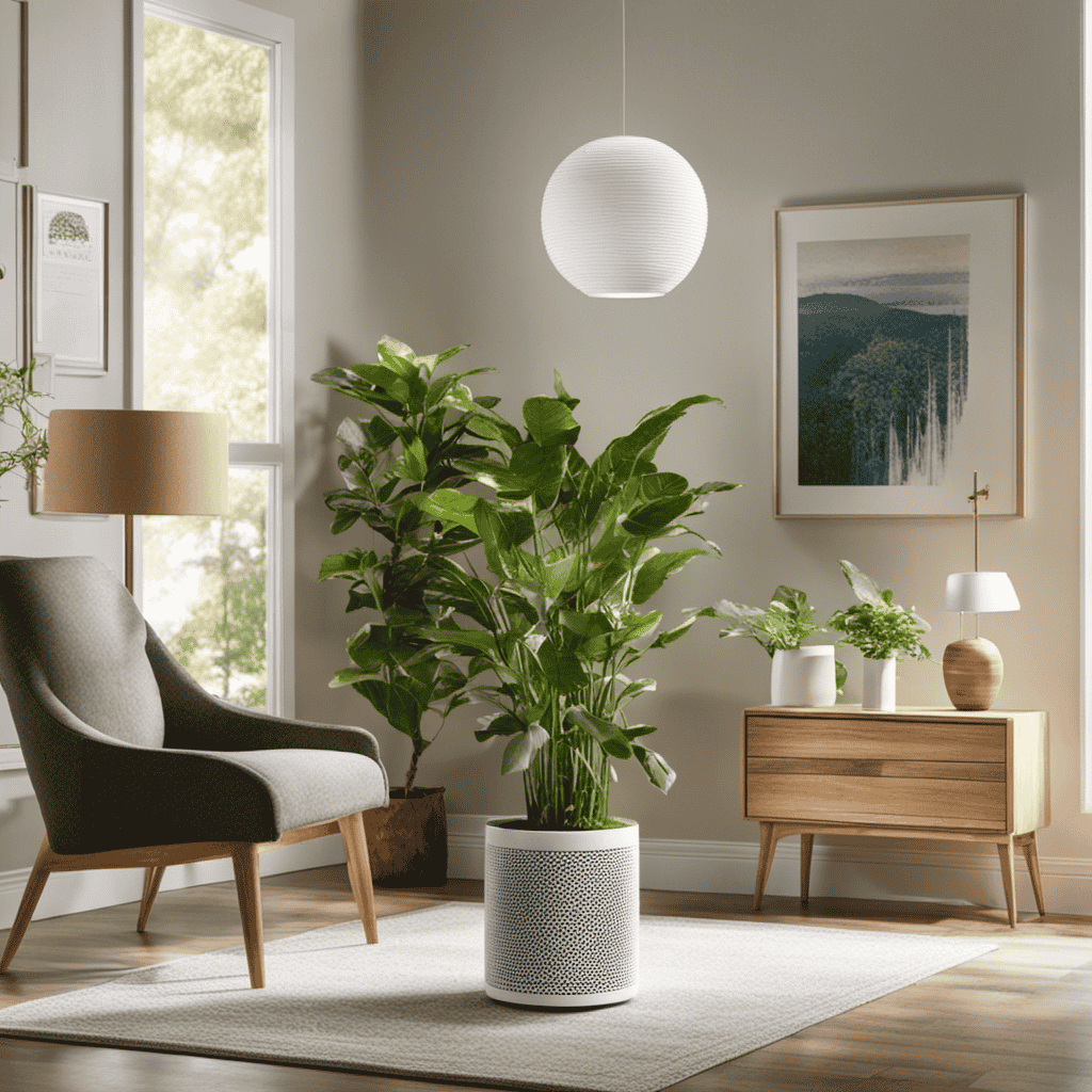 An image showcasing a bright, sunny room with lush plants, pollen particles floating in the air
