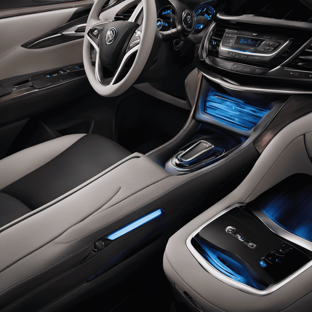 An image showcasing the Buick Ionizing Air Purifier in action, capturing the device discreetly integrated into a car's sleek interior