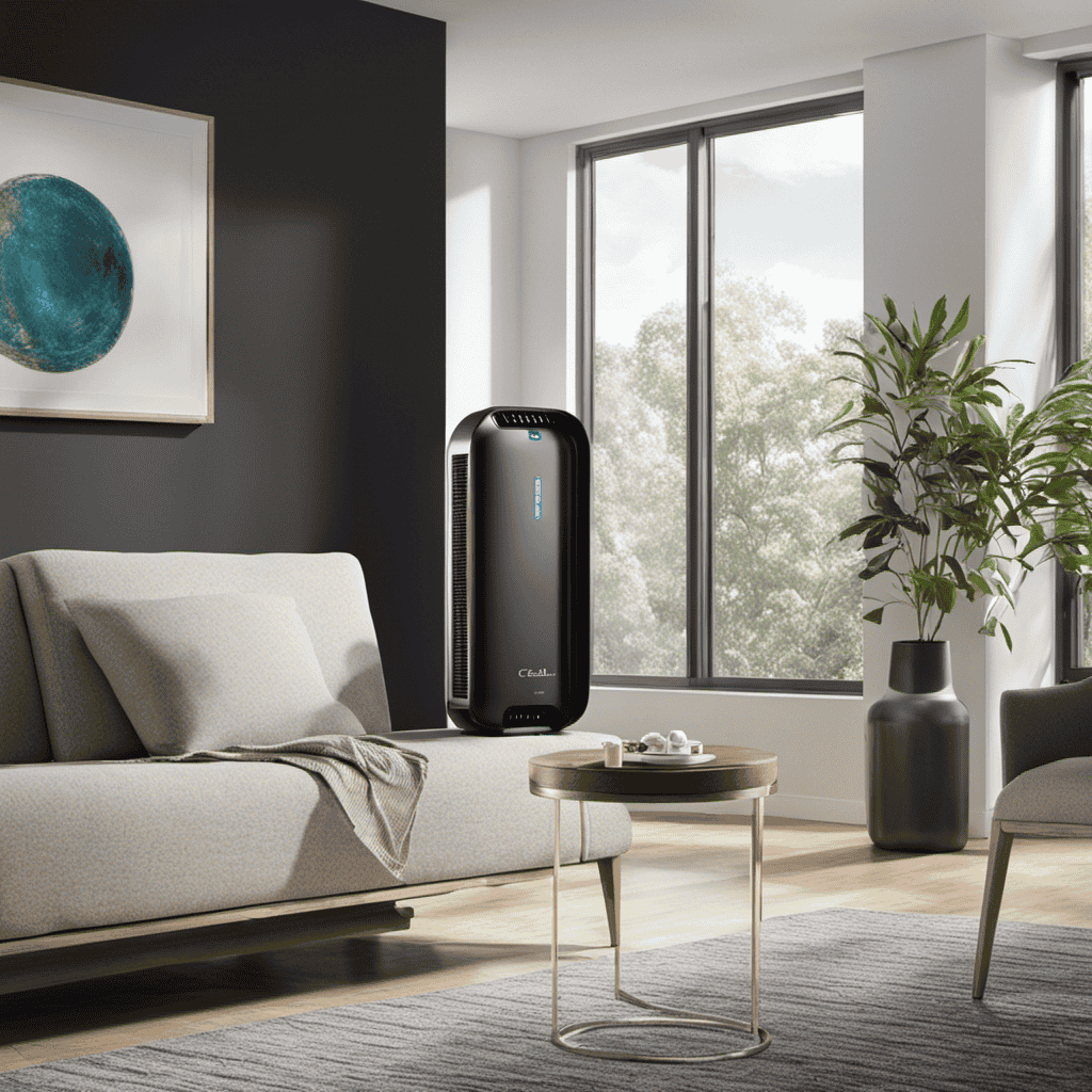 An image showcasing a state-of-the-art air purifier