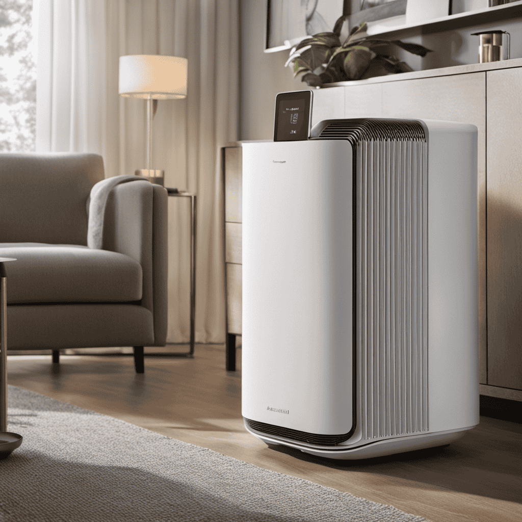 An image showcasing two devices side by side: an air purifier, with sleek design and a HEPA filter trapping pollutants, and a humidifier, emitting a fine mist to add moisture to the air