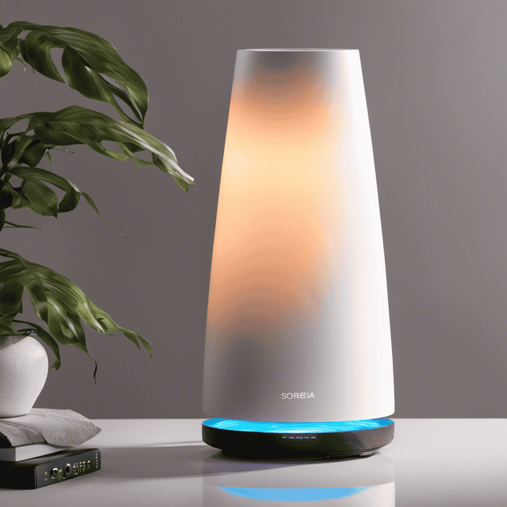 An image showcasing an air purifier emitting a stream of tiny, negatively charged ions that neutralize harmful particles in the air