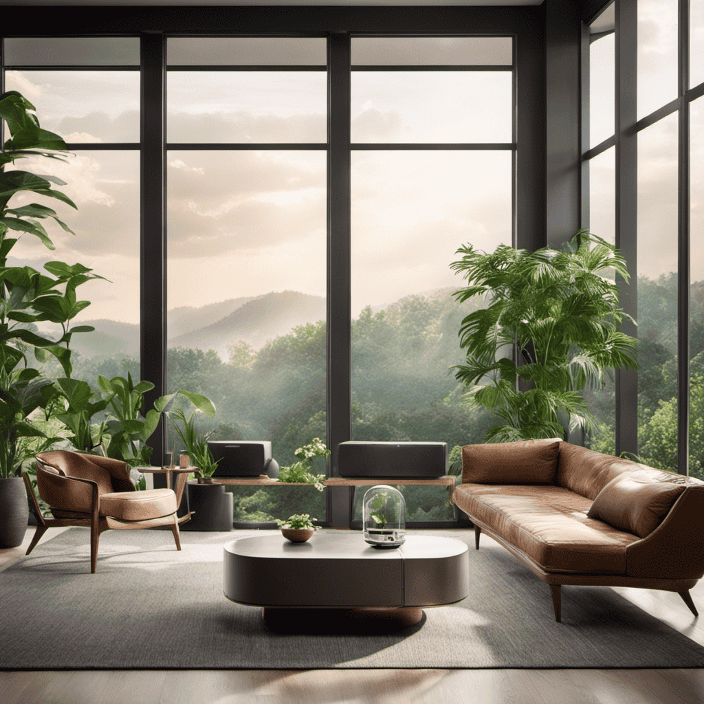 An image showcasing a sleek and modern living room with a tranquil ambiance